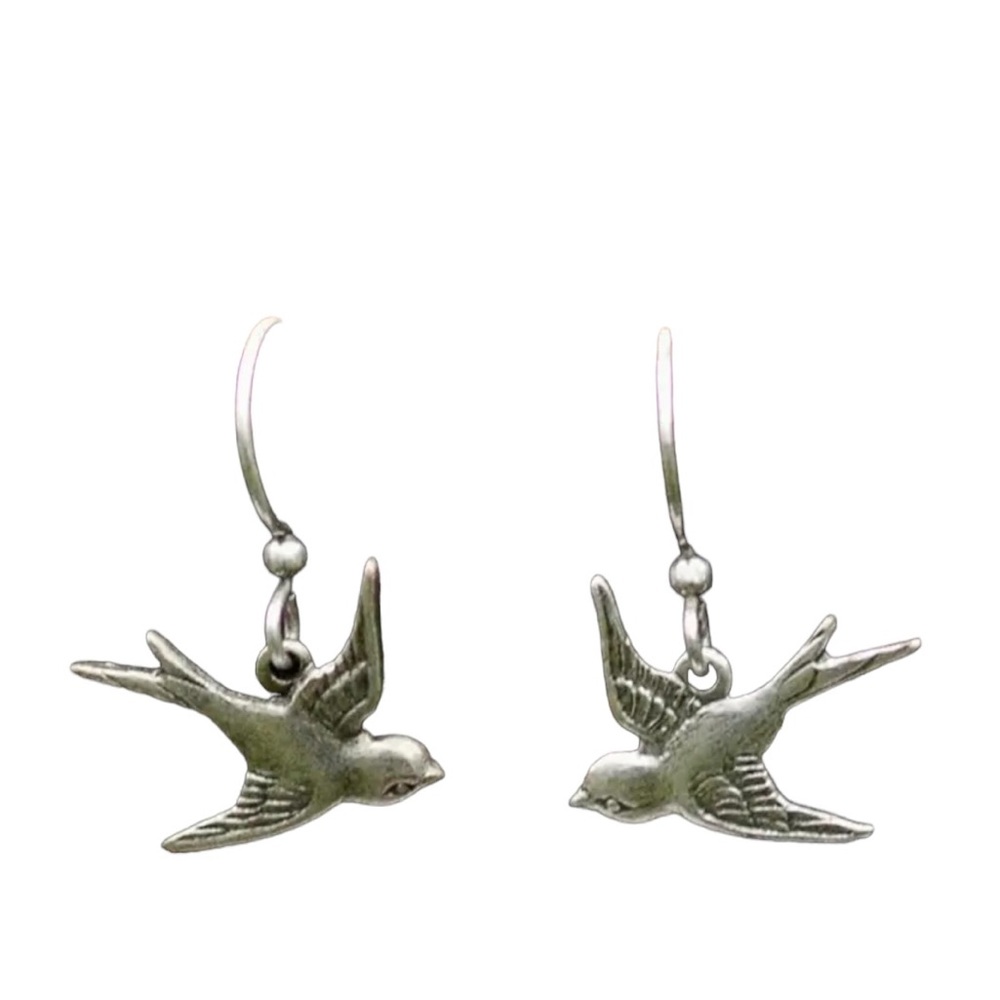 Silver Swallow Bird Earrings